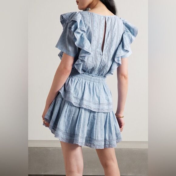 LoveShackFancy Natasha Women’s Mini Dress in Blue Hand Dye. Size P. - Picture 2 of 10